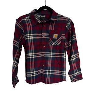 NWT CARHARTT Kids Small Flannel in Red, White and Blue Size S (8-10)
